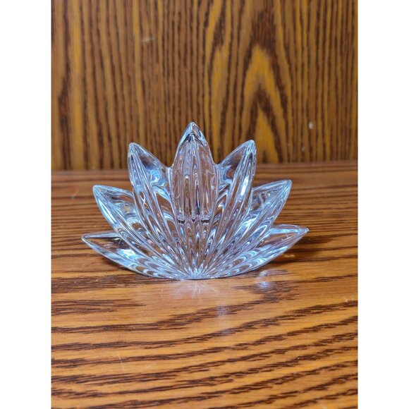 Vintage Clear Crystal Lotus Flower Candle Holder - Picture 2 of 9